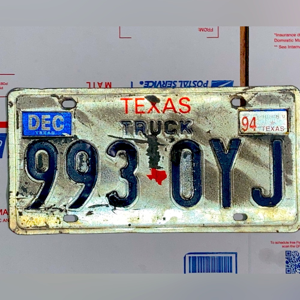 TEXAS TRUCK 🛻 REGISTRATION PLATE DEC. 1994